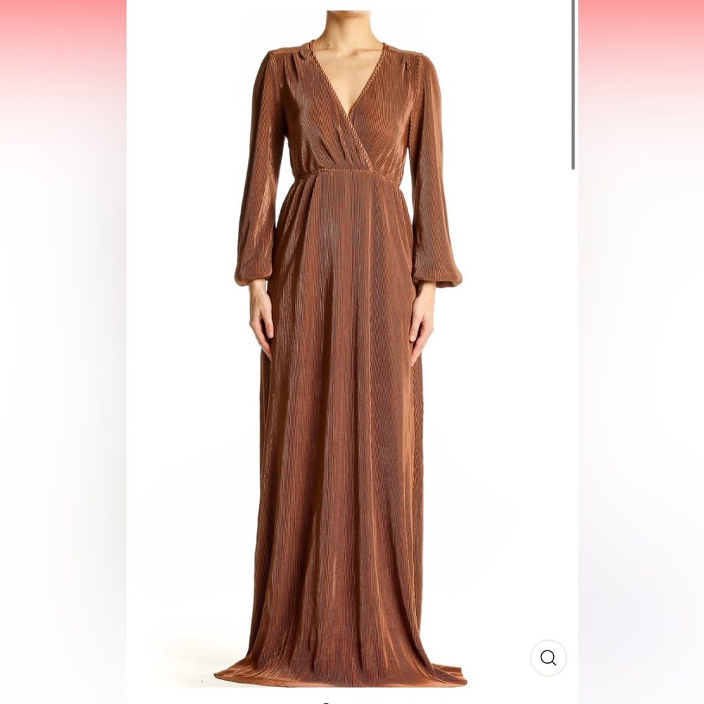 Baltic Born Venus Pleated Maxi Gown Bronze Metallic XS NWT Wedding Guest Formal